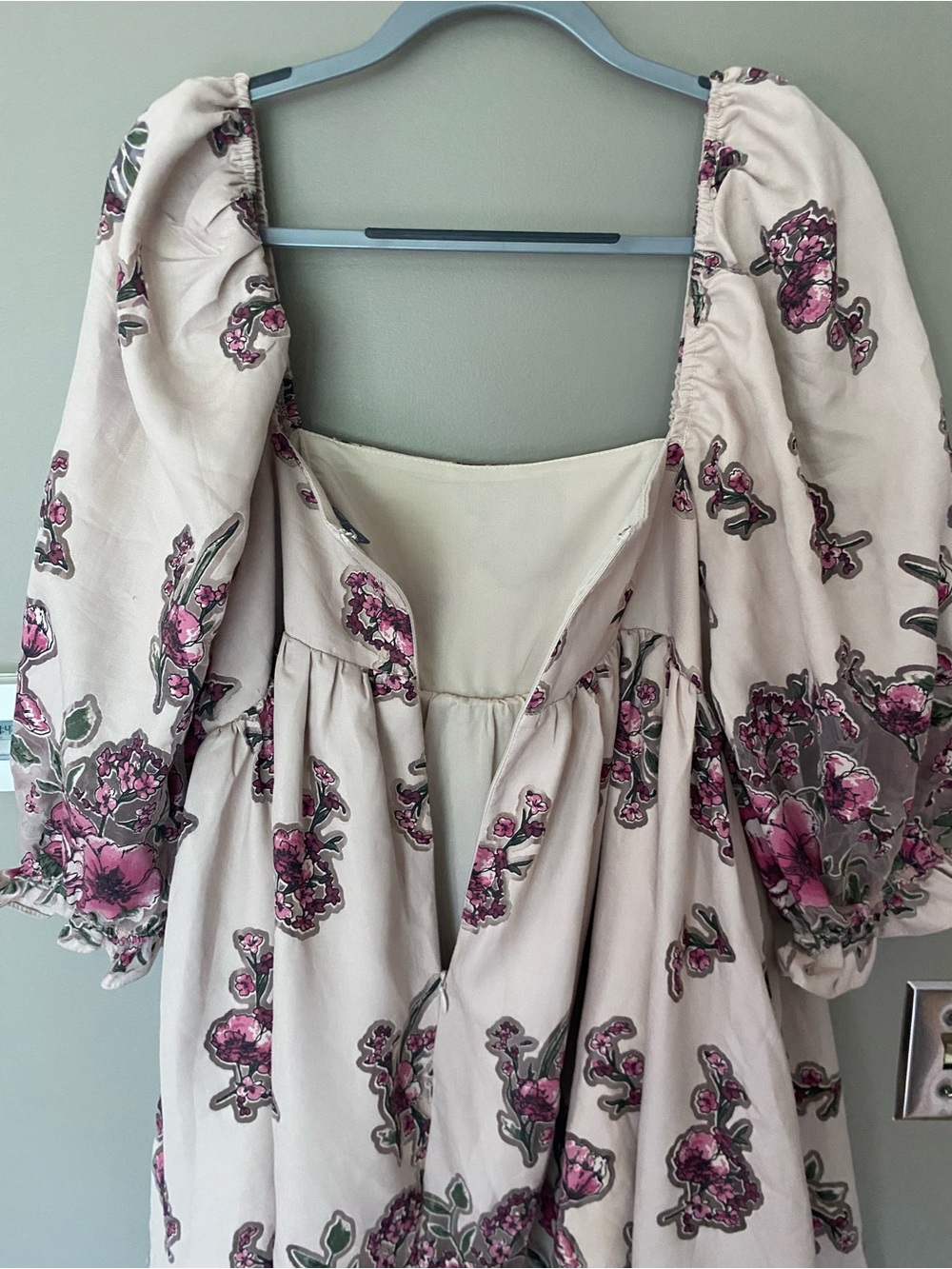 ARULA x ALTAR’D STATE Floral Square-Neck Puff Sleeve Mini Dress Size X (10/12) - Picture 5 of 10